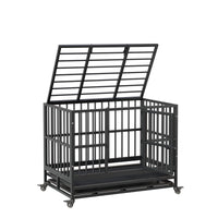Cage de transport robuste Garvee pour chien, 94 cm (37 pouces), avec double porte, roulettes pivotantes à 360°, en métal, pliable, pour chiens de petite et grande taille, usage intérieur.