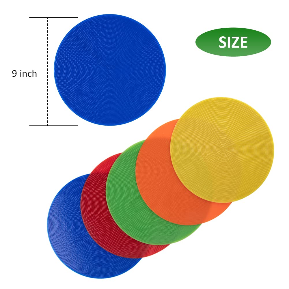 Marqueurs de taches Garvee pour enfants, lot de 10, 23 cm (9 pouces), en PVC, antidérapants, plats et colorés, pour le sport, l'entraînement et l'école.