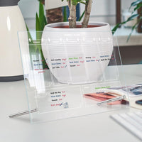 Calendrier hebdomadaire de bureau Garvee en acrylique blanc avec support, 30 x 20 cm (11,8 x 7,9 pouces).