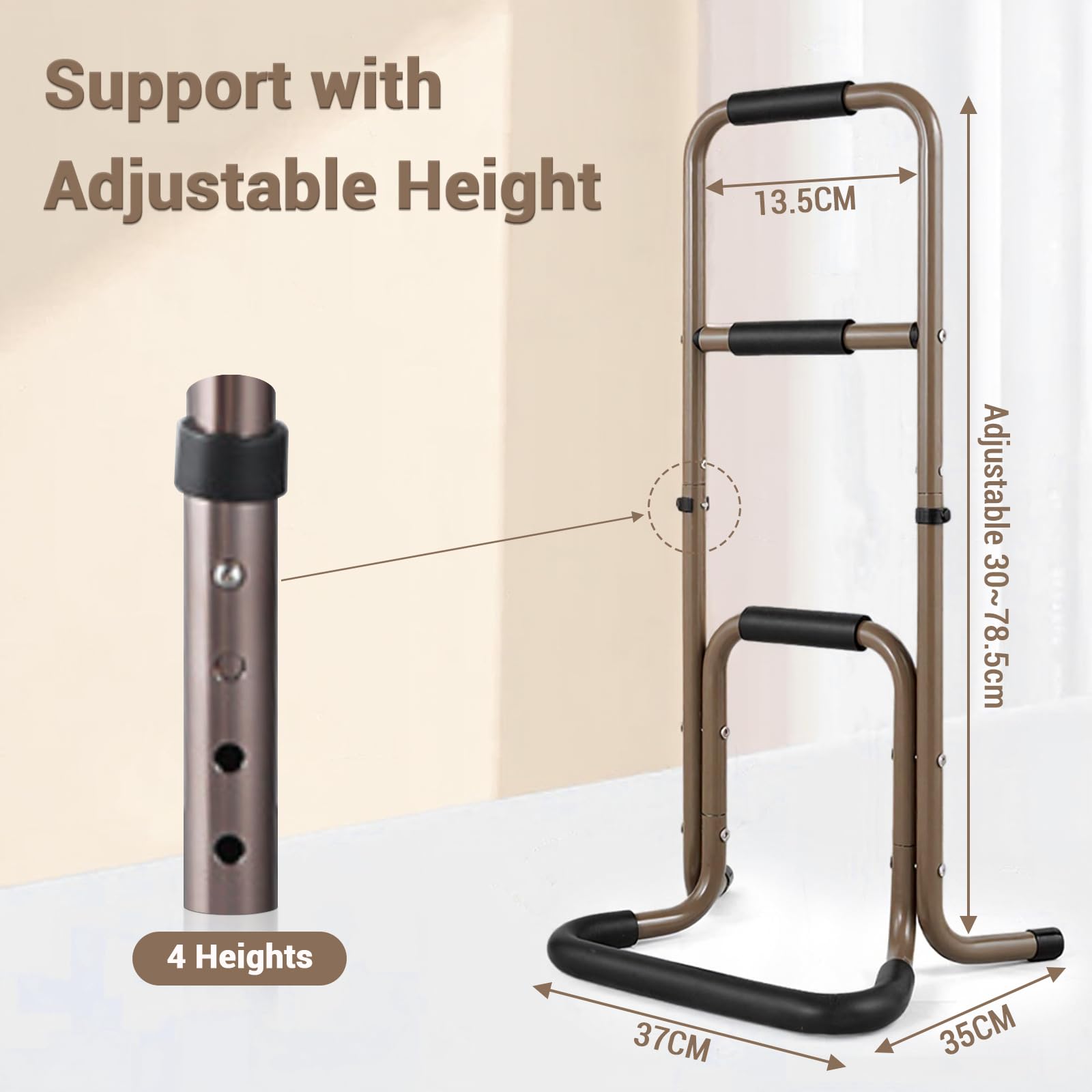 Aide à la verticalisation mobile Garvee avec 3 poignées – Stable, réglable, en métal, idéale pour les personnes âgées