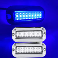 Garvee Lot de 2 lampes marines 27 LED, éclairage sous-marin pour bateau, éclairage de rétroviseur pour ponton en acier inoxydable, lampe de pont étoilée Vissen, lampe de nuit pour yachting et bateau en acier inoxydable