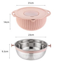 Four à charbon 4 en 1 en acier inoxydable avec double plateau rotatif, bacs à rebanadors intégrés, multifonctionnel pour la cuisine, bleu nordique