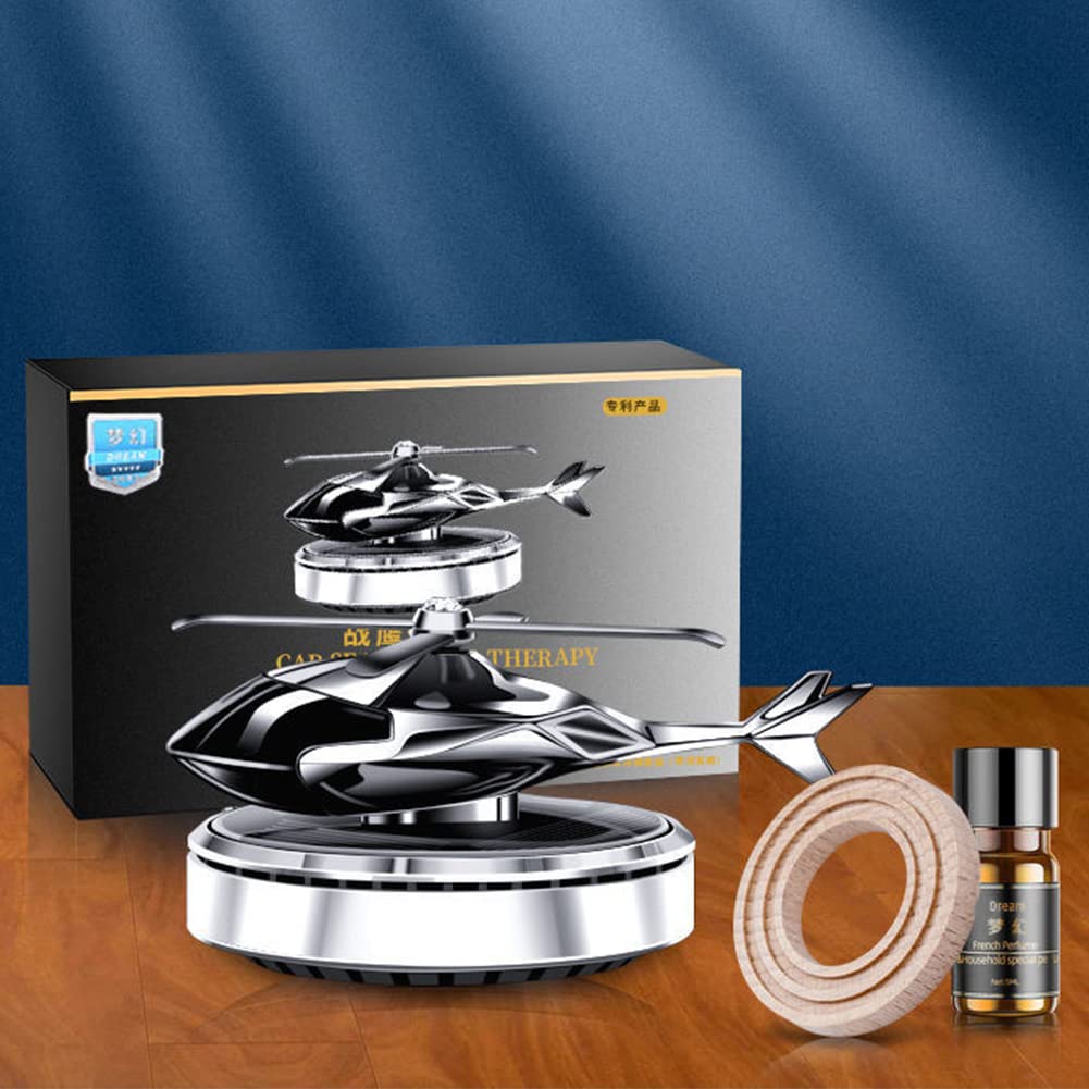 Diffuseur de parfum d'ambiance Garvee pour voiture, motif hélicoptère, solaire, aromathérapie, argenté, pour la décoration intérieure de votre véhicule.