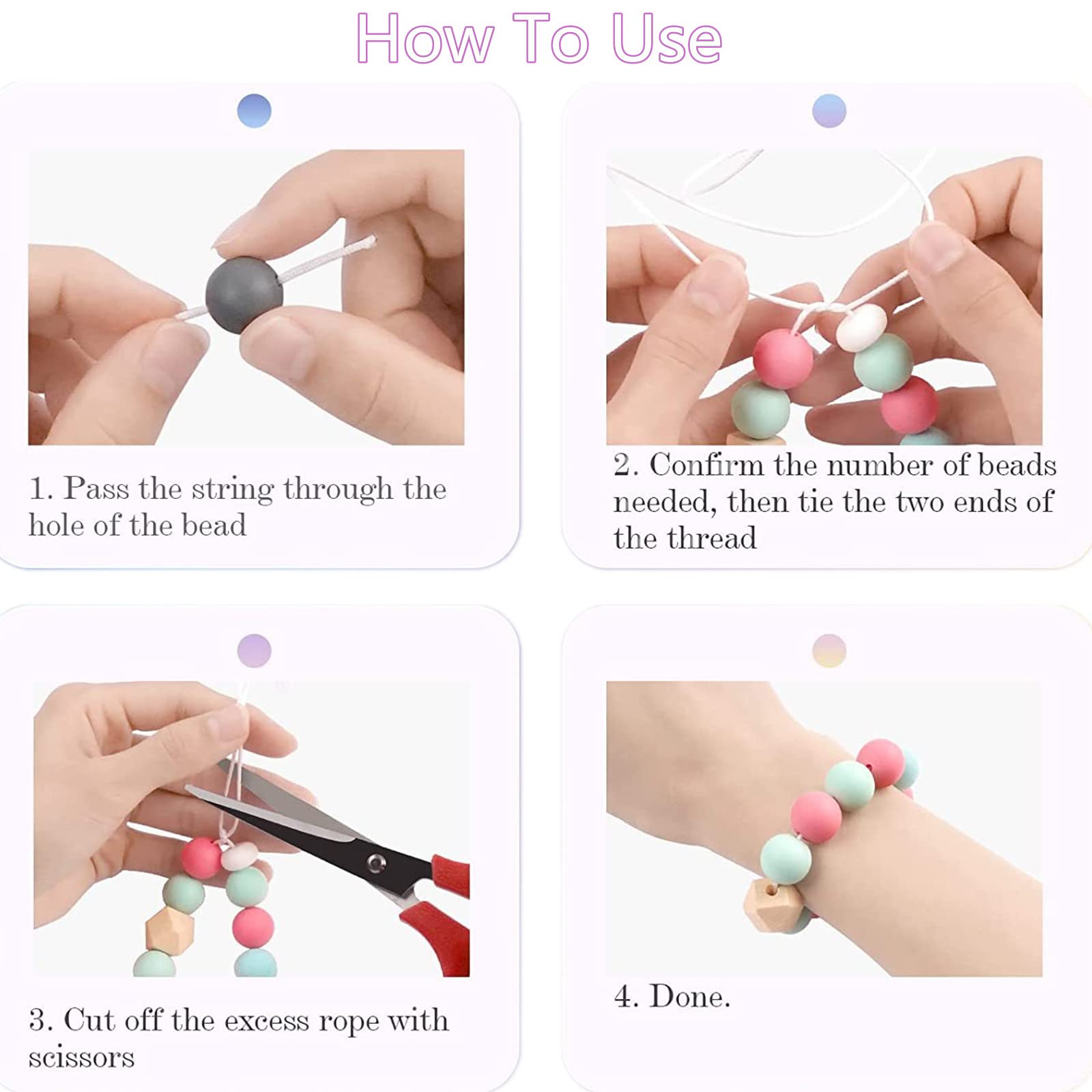 Kit de 100 perles en silicone Garvee pour la création de bijoux : formes rondes et à facettes colorées, polyvalentes, robustes et faites main.