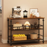 Garvee Console industrielle à 3 niveaux avec rangement, structure métal et MDF, style vintage, pieds réglables, pour entrée et salon, 109 × 30 × 80 cm, vintage