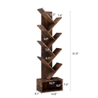 Étagère Garvee en forme d'arbre, 8 niveaux, robuste et peu encombrante, en MDF, style vintage, idéale pour le salon et la chambre d'enfant, 37,8 cm (P) x 20,6 cm (L) x 131 cm (H)