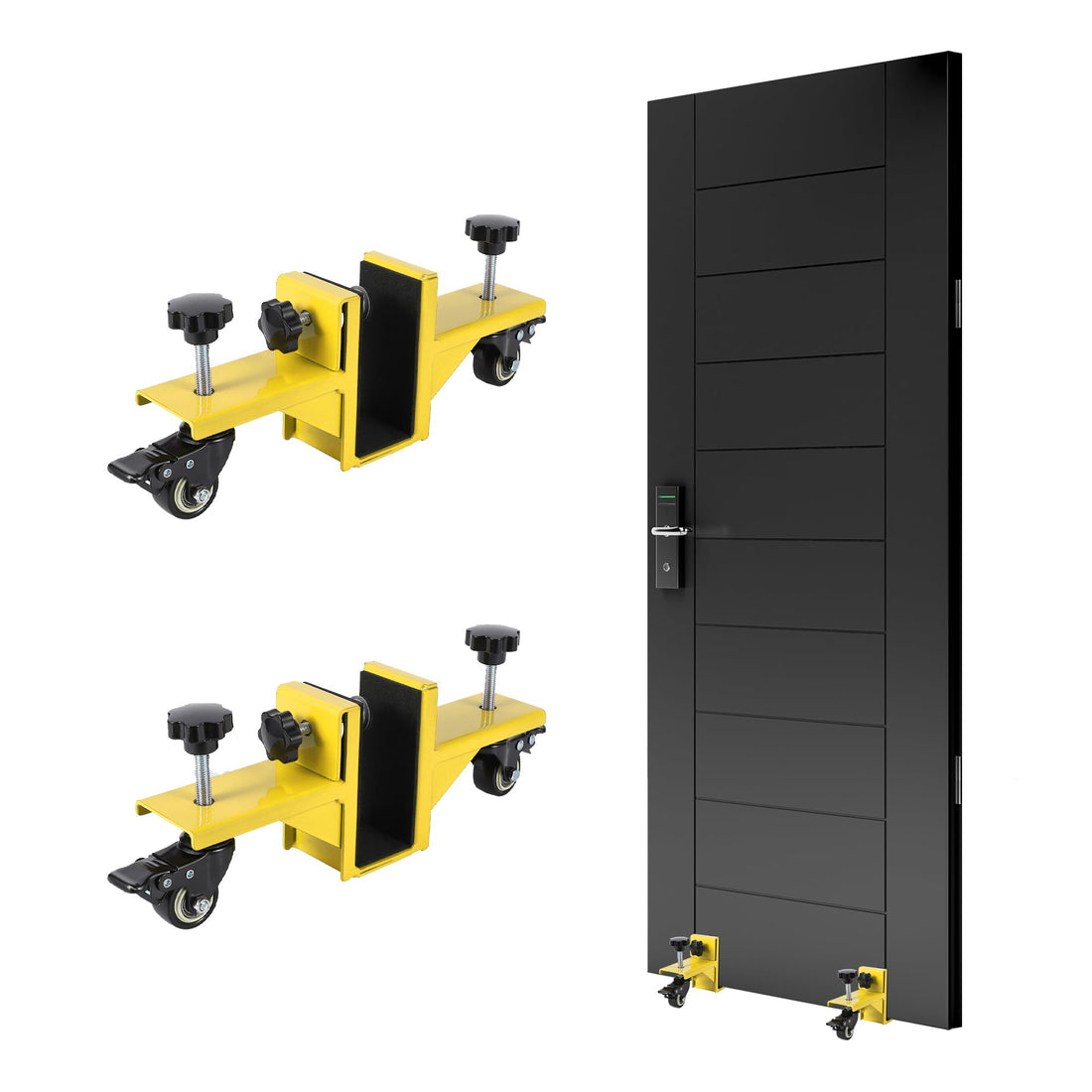 Kit d'installation de porte Garvee en 2 pièces pour portes de 0 à 4,8 cm d'épaisseur, capacité de charge de 363 kg, acier Q235, jaune, usage commercial et résidentiel