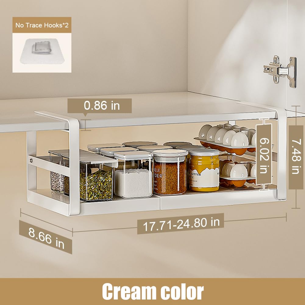 Étagère sous meuble extensible Garvee – Réglable, en métal robuste, pour la cuisine et le bureau (45-63 cm), blanche