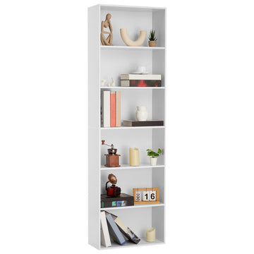 Garvee étagère industrielle à 6 niveaux, blanc, pour salon et bureau, 182 cm de hauteur, bois rustique, capacité de 113 kg, sûre et polyvalente