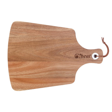 Planche à fromage Garvee, planche à découper en bois d'acacia avec poignée pour les réceptions, 38 x 25 cm, bois naturel, design réversible