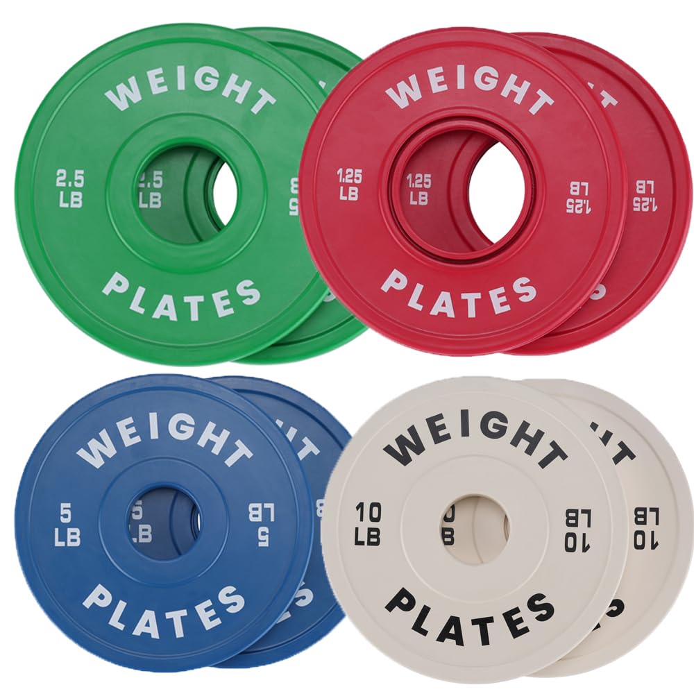 Ensemble de disques de poids fractionnés Garvee 1,25-37,5 lb, revêtus de caoutchouc et en acier, pour la maison et la salle de sport, code couleur standard 2 pouces