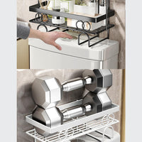 Étagère de rangement Garvee à suspendre au-dessus des toilettes, 1 niveau, sans perçage, idéale pour les salles de bain et les petits espaces, gain de place, robuste, design quadrillé