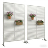 Garvee Écran d'Intimité Métallique 182,9 × 119,4 cm Acier Galvanisé Pour Jardin Terrasse, Base Renforcée, tous temps, Décoratif