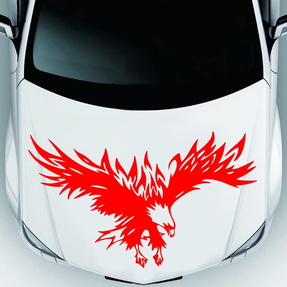 Garvee Autocollant Flying Wings en vinyle – Rouge, auto‑adhésif, imperméable, universel pour voiture, camion et SUV