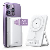 Garvee Chargeur portable sans fil 10 000 mAh, magnétique, charge rapide PD 20 W, support en métal léger, compatible avec iPhone 12-15, idéal pour les voyages.