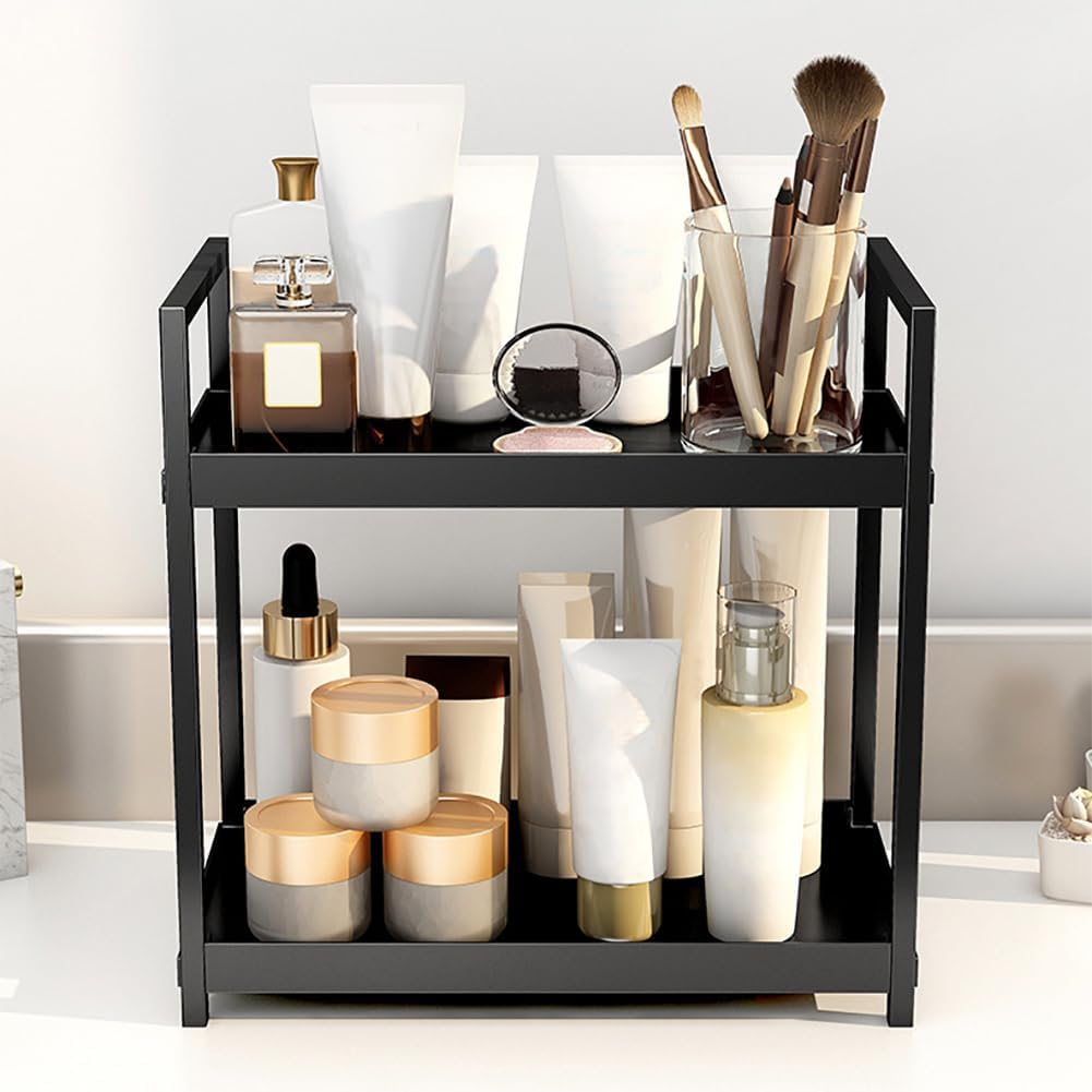 Étagère de cuisine et de salle de bain Garvee à 2 niveaux, en fer et polypropylène, robuste, polyvalente et facile à installer.