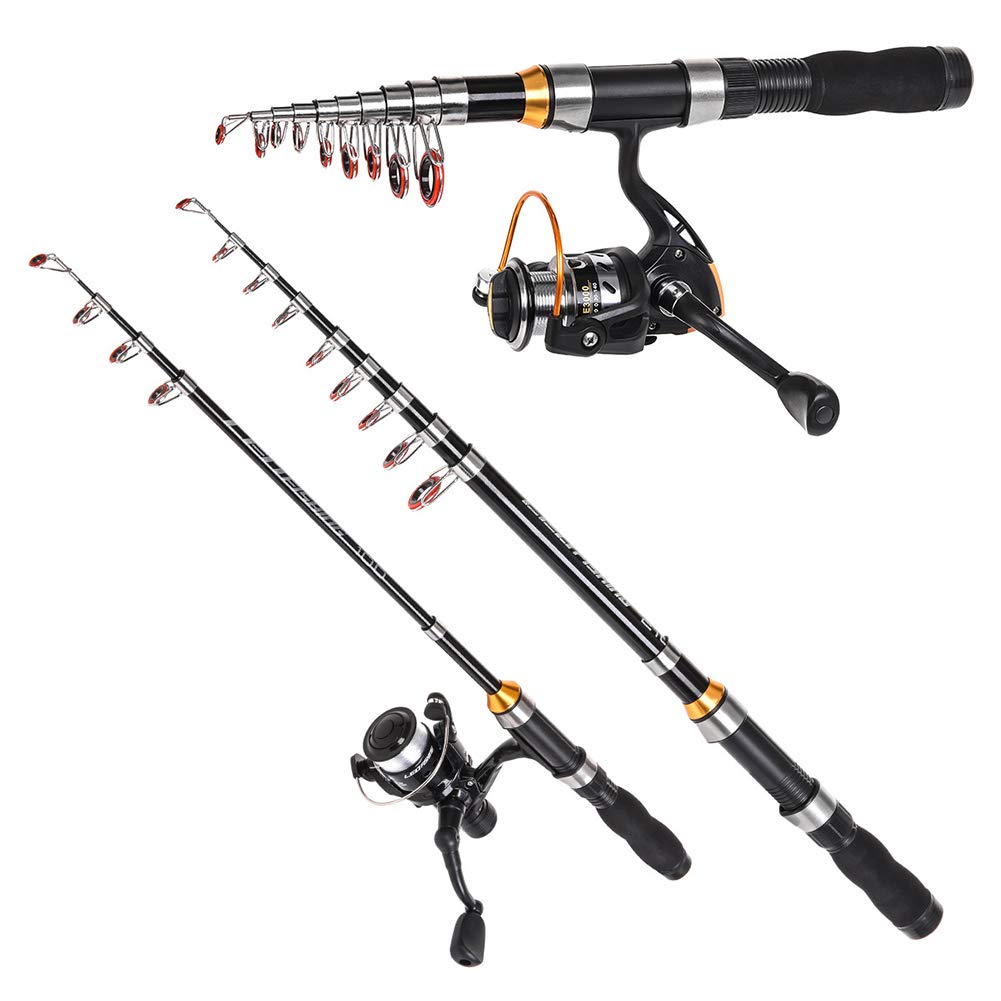 Canne à pêche télescopique Garvee 1,0 m-2,3 m en fibre de verre, mini canne à lancer pour la pêche au bar, légère et robuste, portable pour la pêche en extérieur