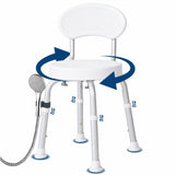 Garvee Chaise de Douche Pivotante 360° avec dossier réglable en Hauteur Aluminium Antirouille Siège Antidérapant Pliable pour Seniors, blanc - Blanc
