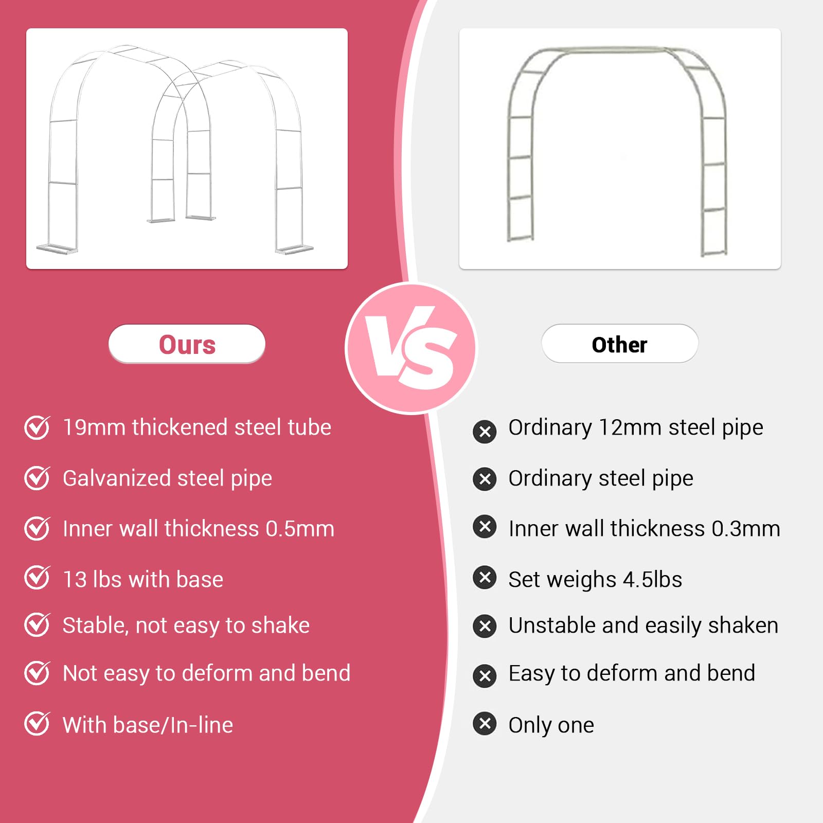 Arche de jardin Garvee en métal, 3 m x 2,2 m, acier galvanisé antirouille, style vintage, idéale pour mariages et garden-parties.