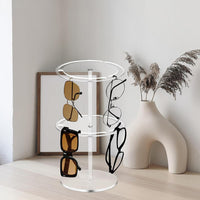 Garvee Présentoir à lunettes de soleil en acrylique transparent à double niveau, rotatif à 360°, pour bijoux et lunettes de table