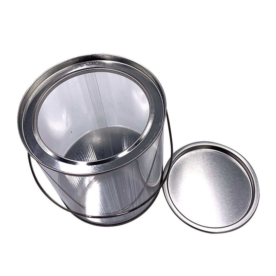 Garvee Lot de 12 pots de peinture vides transparents avec couvercle et poignée pour décoration de fête DIY 7,5 x 7,8 cm transparents