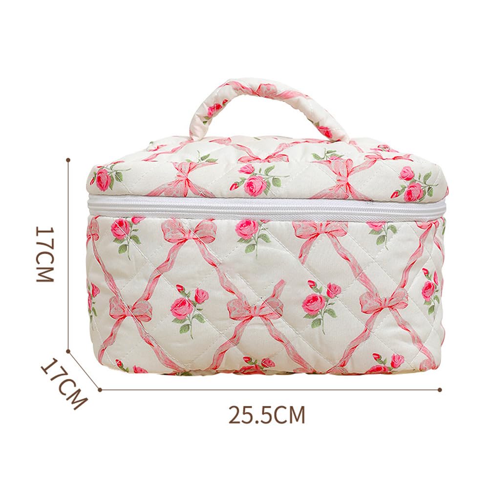 Trousse de maquillage Garvee 3 pièces (L+M+S) Petite trousse cosmétique pour femme, idéale pour les voyages et les activités de plein air, motif floral rose