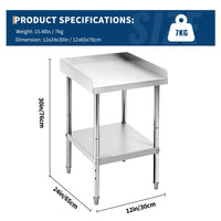 Table de grillade Garvee en acier inoxydable, hauteur réglable, 30 x 60 x 75 cm, capacité de charge de 180 kg, certifiée NSF, pour usage commercial et domestique, construction robuste, argent
