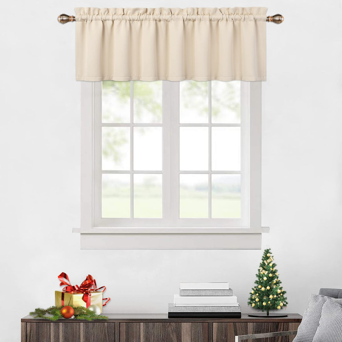 Cantonnières occultantes Garvee, lot de 2, beige, 66 x 114 cm, pour fenêtres, salon, cuisine, chambre, isolation thermique