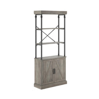 Bibliothèque moderne Garvee Gold avec tiroirs, 4 étagères, structure en métal, style vintage, robuste, pour salon ou bureau, 187 x 80 x 30 cm, couleur bois naturel