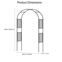 Arche de jardin en métal Garvee 220 x 119 cm, treillis pour plantes grimpantes, résistante aux intempéries et stable, noire, arche extérieure pour fêtes, mariages et jardin.