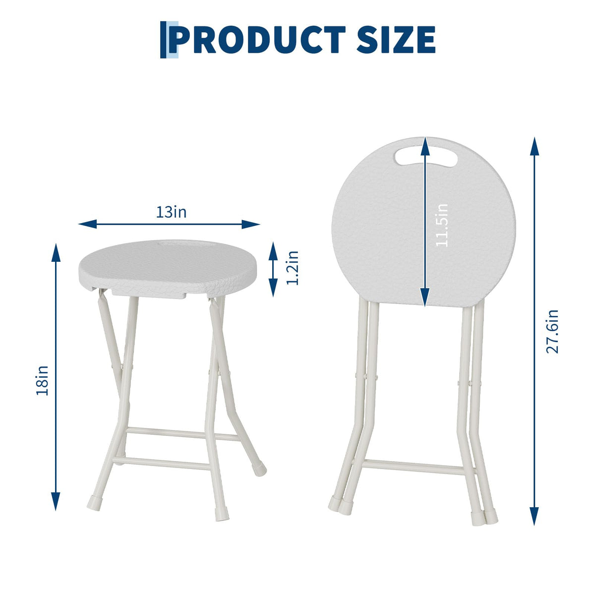 Tabouret/chaise pliant Garvee avec poignée, capacité de charge de 272 kg, pieds antidérapants, structure en acier pour le camping et la cuisine, léger et compact, noir
