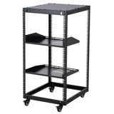 Garvee Rack Serveur 20U Cadre Ouvert Acier Ajustable 23-40in 4 Roulettes Verrouillables Support Mural et Sol pour centres de données