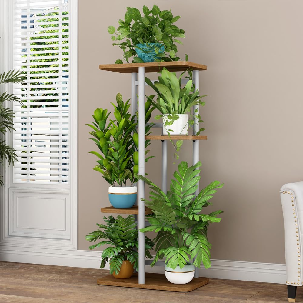 Support à plantes en métal Garvee, 4 niveaux, étagère d'angle, robuste et polyvalent pour une utilisation intérieure et extérieure, salon, balcon, noir