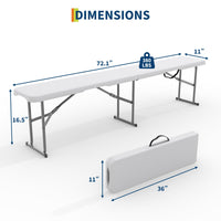 Garvee banc pliant portable en plastique PEHD blanc, stable et résistant aux intempéries, pour pique-niques et activités sportives en extérieur