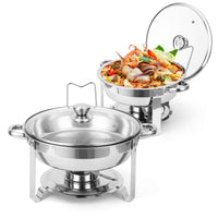 Garvee Lot de 2 chafing dishes 4,7 L en acier inoxydable, couvercle en verre, poignées sûres, nettoyage facile, pour fêtes, banquets et buffets