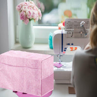Housse de machine à coudre Garvee, housse anti-poussière universelle avec poches, pliable, en tissu Oxford rose résistant aux rayures, pour atelier de couture.