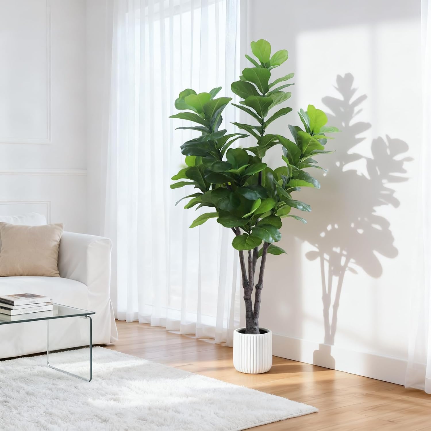 Arbre artificiel Garvee de 1,8 m (6 pi) pour intérieur, réaliste, sans entretien et durable, vert, pour la maison et le bureau.