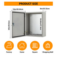 Boîtier électrique extérieur Garvee 20" x 16" x 8" NEMA 4X, boîtier en acier étanche IP67 à l'eau et à la poussière, verrouillable pour une utilisation intérieure et extérieure