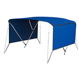 Garvee Taud bimini 3 arceaux, toile marine, cadre aluminium, cordes réglables, pare-soleil pour bateau, noir - Royal Bleu