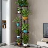 Support à plantes Garvee à 7 niveaux en métal avec 8 pots, support d'angle, pieds réglables, pour intérieur et jardin, compact, noir - Noir