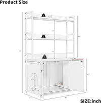 Garvee enclos pour bac à litière avec 2 portes et griffoir, MDF et acier, 3 étagères, blanc, pour le salon et la chambre, 57 cm × 42 cm × 55 cm