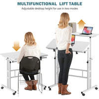 Garvee Bureau assis-debout mobile 60 × 60 × 70-110 cm, hauteur réglable, plateau inclinable, 4 roulettes, motif fleur de prunier, idéal télétravail.