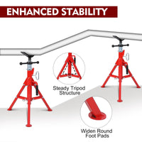 Support de tuyauterie Garvee à tête en V, hauteur réglable de 71 à 132 cm, capacité de charge de 1134 kg, alliage d'aluminium, pliable pour le soudage et le montage de tuyauterie