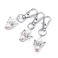 Ensemble de 20 porte-clés ange gardien Garvee avec perles, alliage de zinc, pochette en organza, idéal pour une baby shower ou un mariage, 5,3 cm, transparent