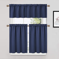Cantonnières occultantes Garvee, lot de 2, pour fenêtres, salon, cuisine, chambre, bleu marine, 66 x 114 cm
