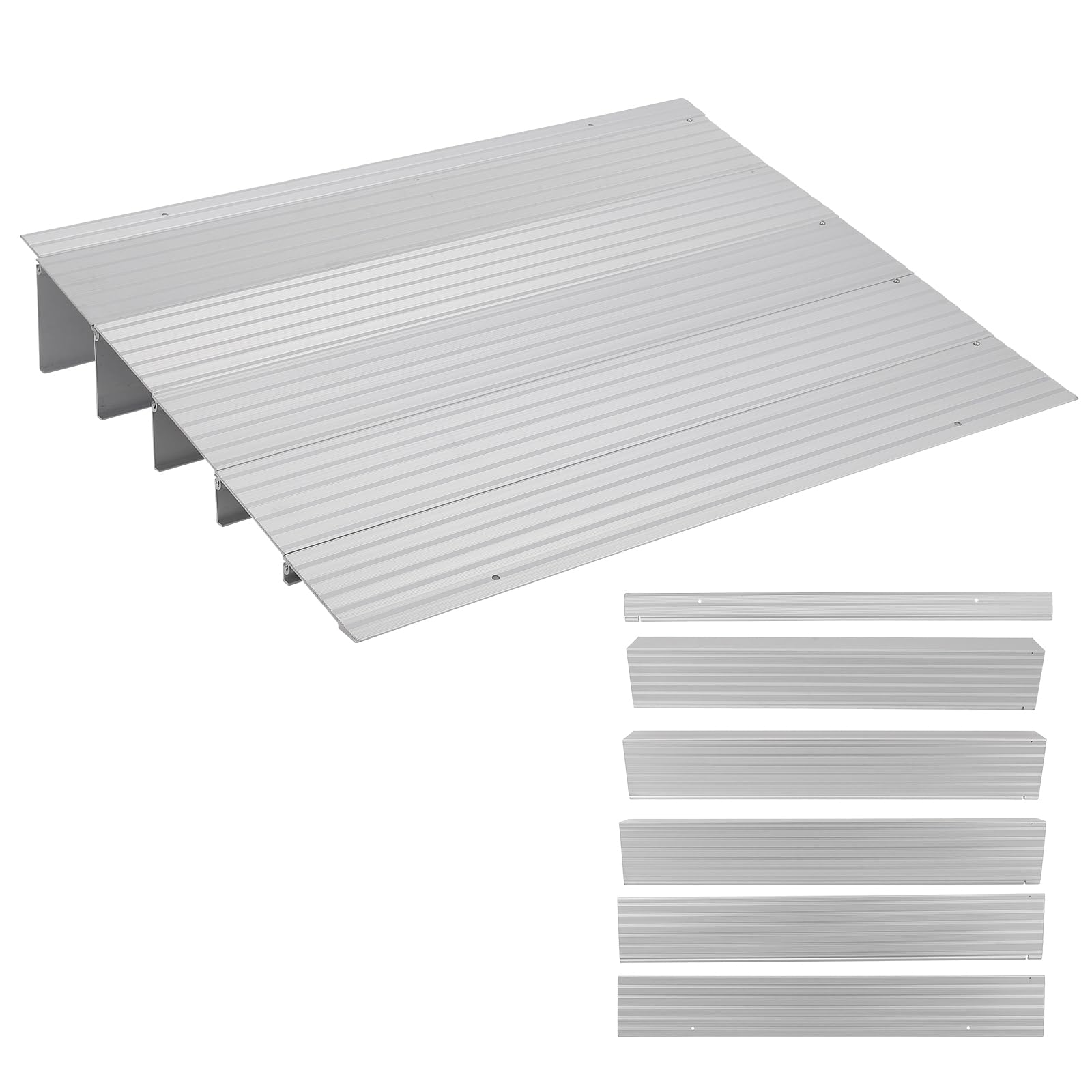 Garvee Rampe de seuil 5 pièces en aluminium, Rampe robuste charge 318 kg, 86,4 cm L x 66,5 cm l x 19,1 cm H intérieur/extérieur
