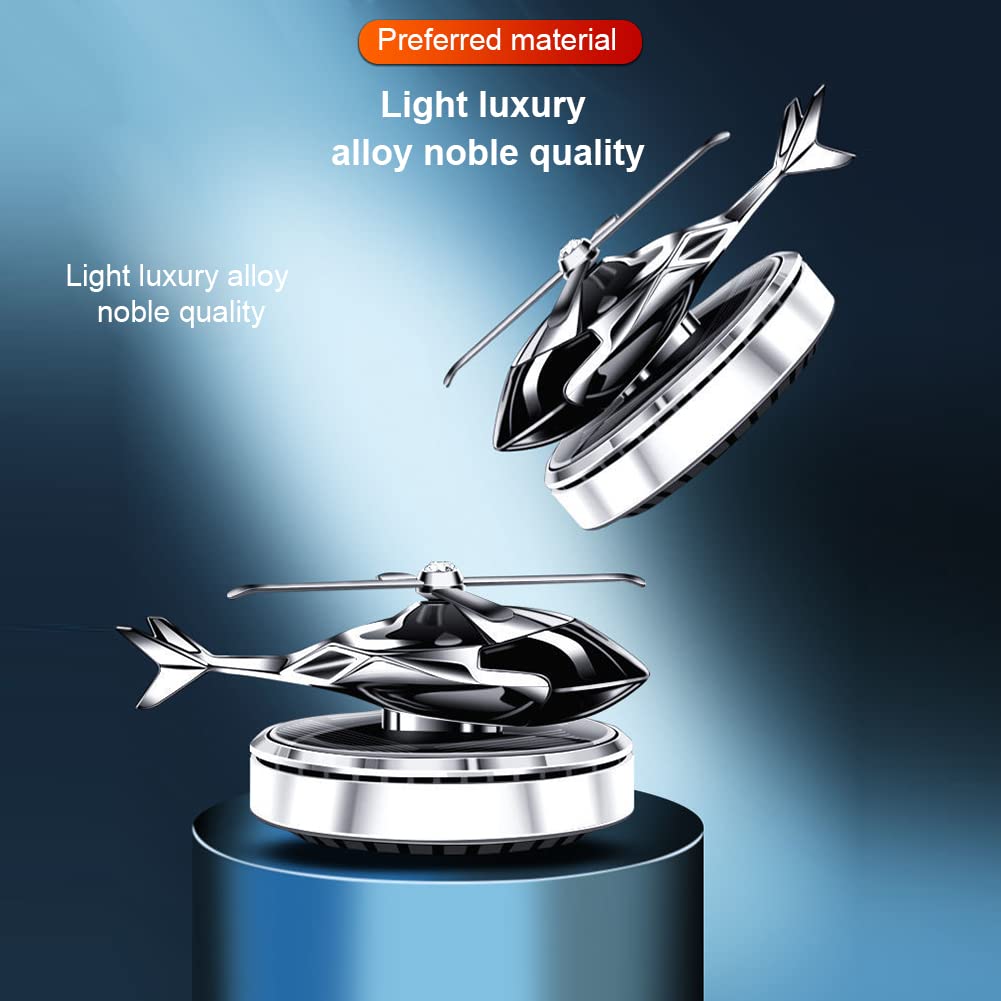 Diffuseur de parfum d'ambiance Garvee pour voiture, motif hélicoptère, solaire, aromathérapie, argenté, pour la décoration intérieure de votre véhicule.