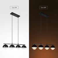 Suspension Garvee moderne à 4 lumières pour table à manger, en métal noir, hauteur réglable, style industriel rétro, pour salles à manger et cafés