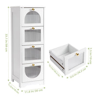 Meuble de salle de bain Garvee avec 4 tiroirs, imperméable, bois blanc, poignées dorées, compact pour salle de bain et salon, 30 x 30 x 84 cm