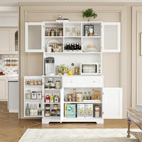 Armoire de cuisine Garvee de 18 cm de haut avec grands tiroirs, autoportante, style campagnard, finition bois blanc, pour salon et salle à manger